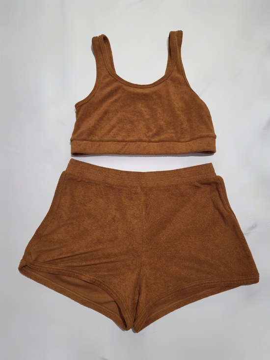 Offline Tops - Offline By Aerie Terracotta Brown Terry Cloth Crop Tank & Shorts Set